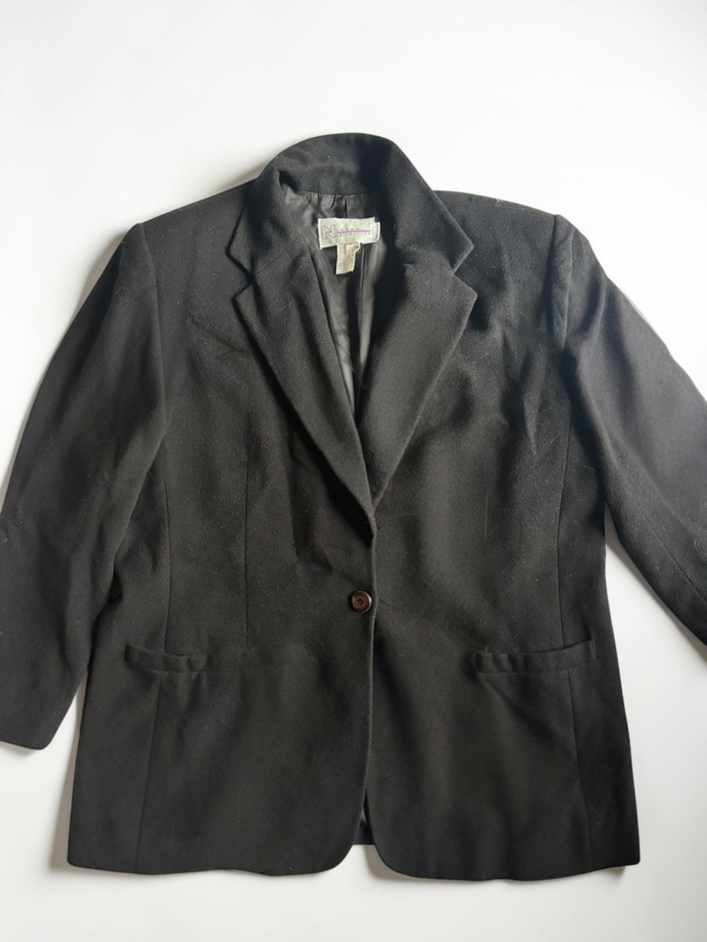 Wool Cashmere Blazer Womens XL Black Minimalist Coat Quiet Luxury 18